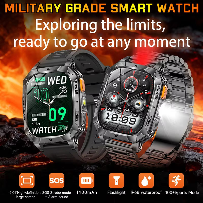 Smartwatch Watches Gift For Men - Nuovo Smartwatch 2026 con Torcia, Bussola,